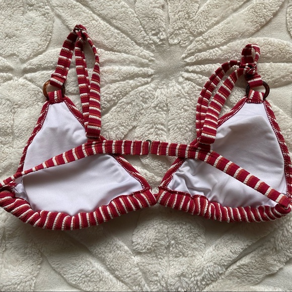 Cupshe Triangle Bikini Top Red & White Striped Size Large - Picture 3 of 9